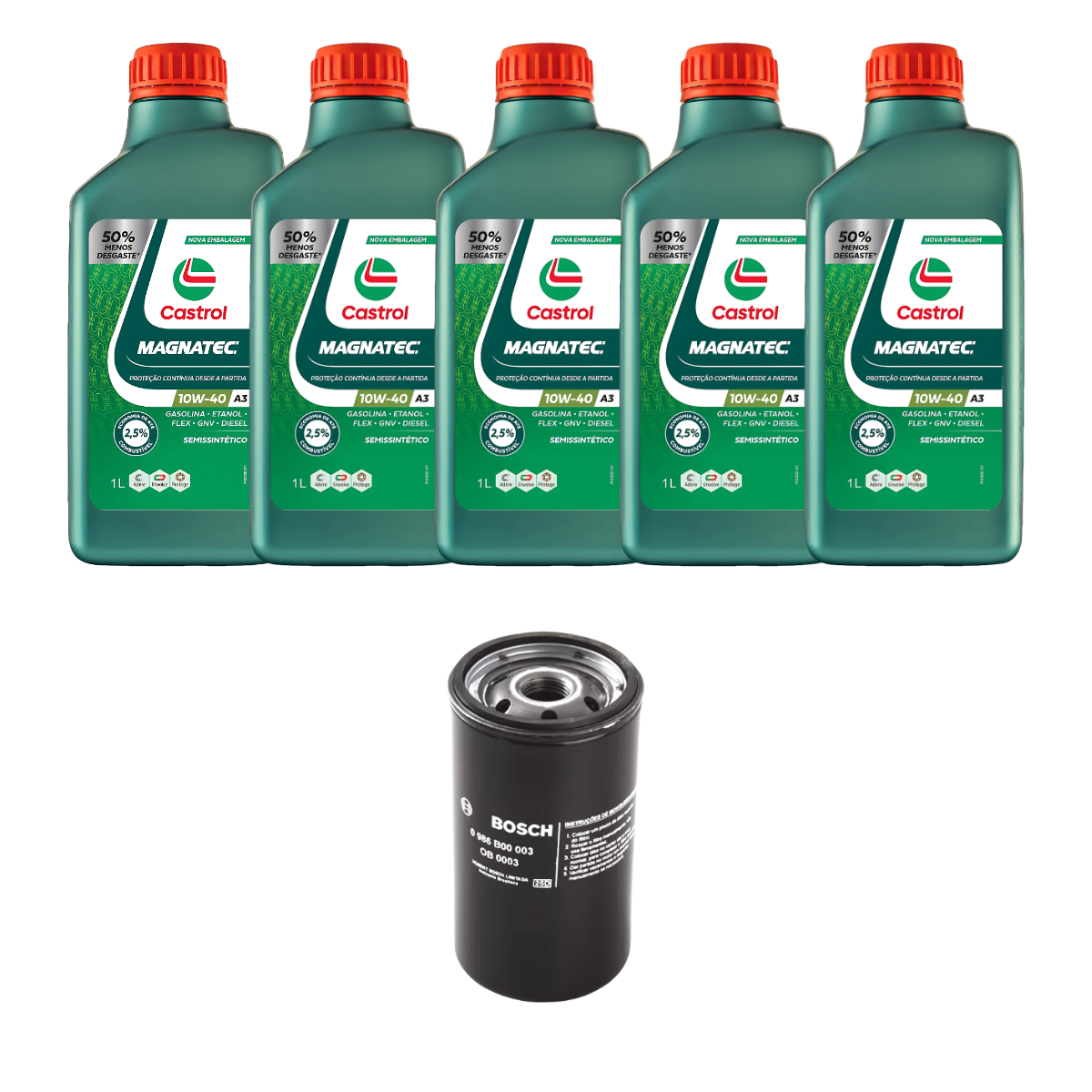 Kit Troca Óleo Castrol 10w40 Mondeo 1.8 16V Zetec 1993/1996