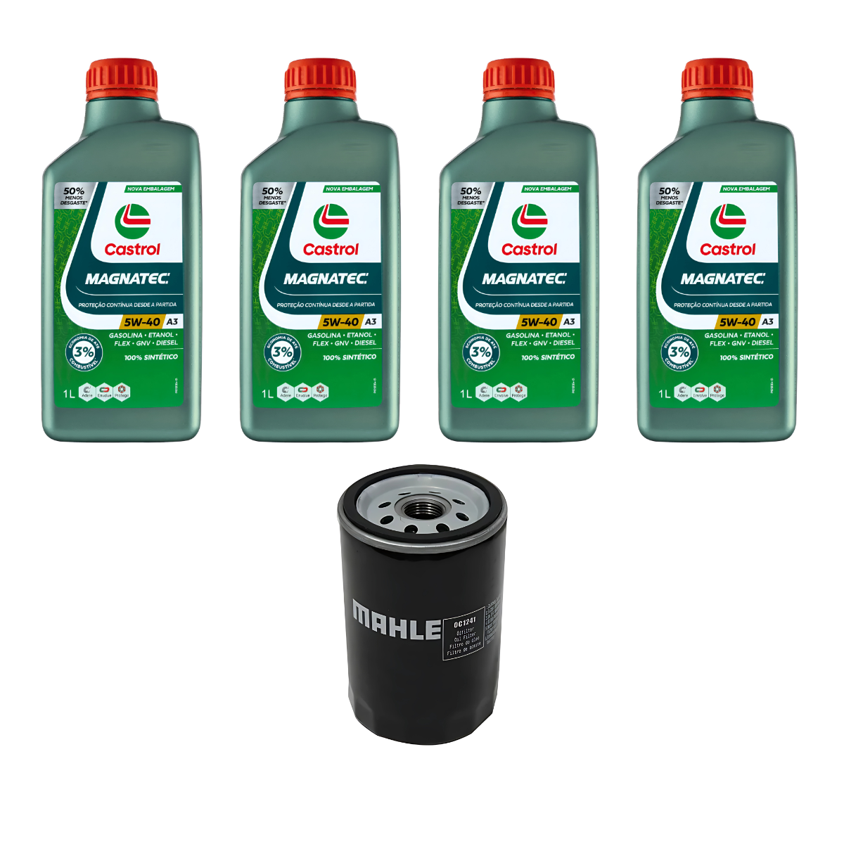 Kit Troca Óleo Castrol Magnatec 5W40 VW Golf Bora Polo Passat Jetta Audi A3 A4