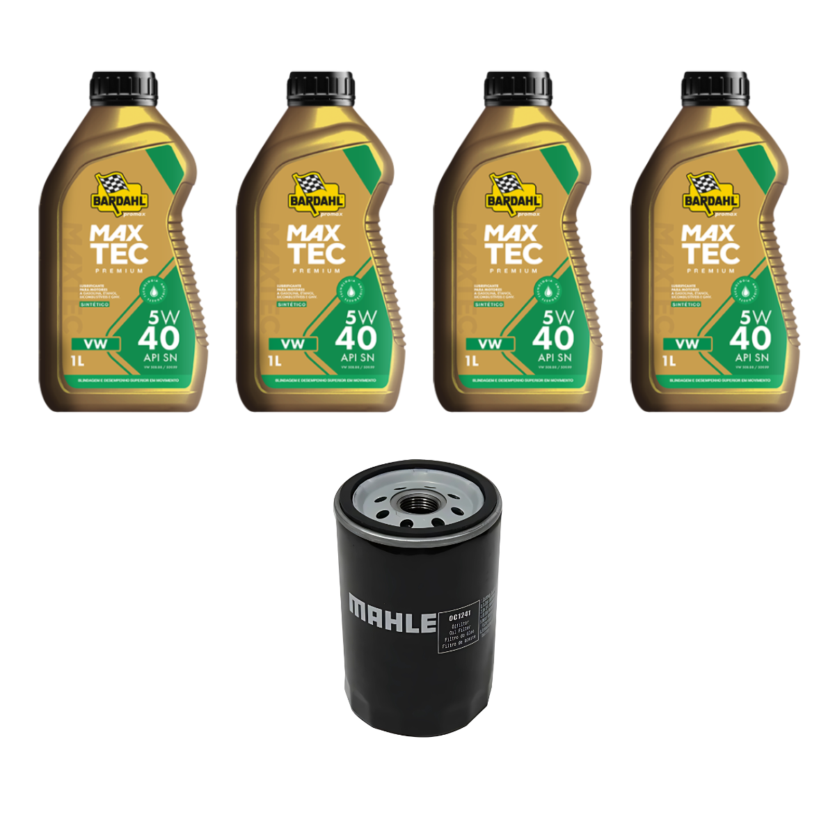Kit Troca Óleo Bardahl Maxtec 5W40 VW Golf Bora Polo Passat Jetta Audi A3 A4