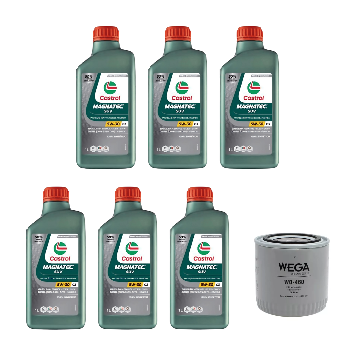 Kit Troca Óleo Castrol 5w30 Audi A6 2.8 V6 30V 2000/2001