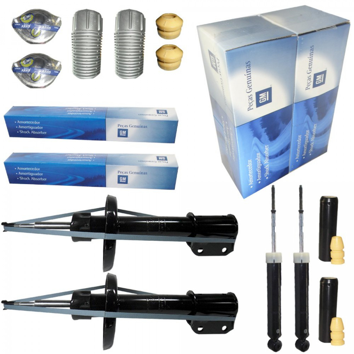 4 Amortecedores GM + Kits Corsa Celta Prisma (Kit Completo)