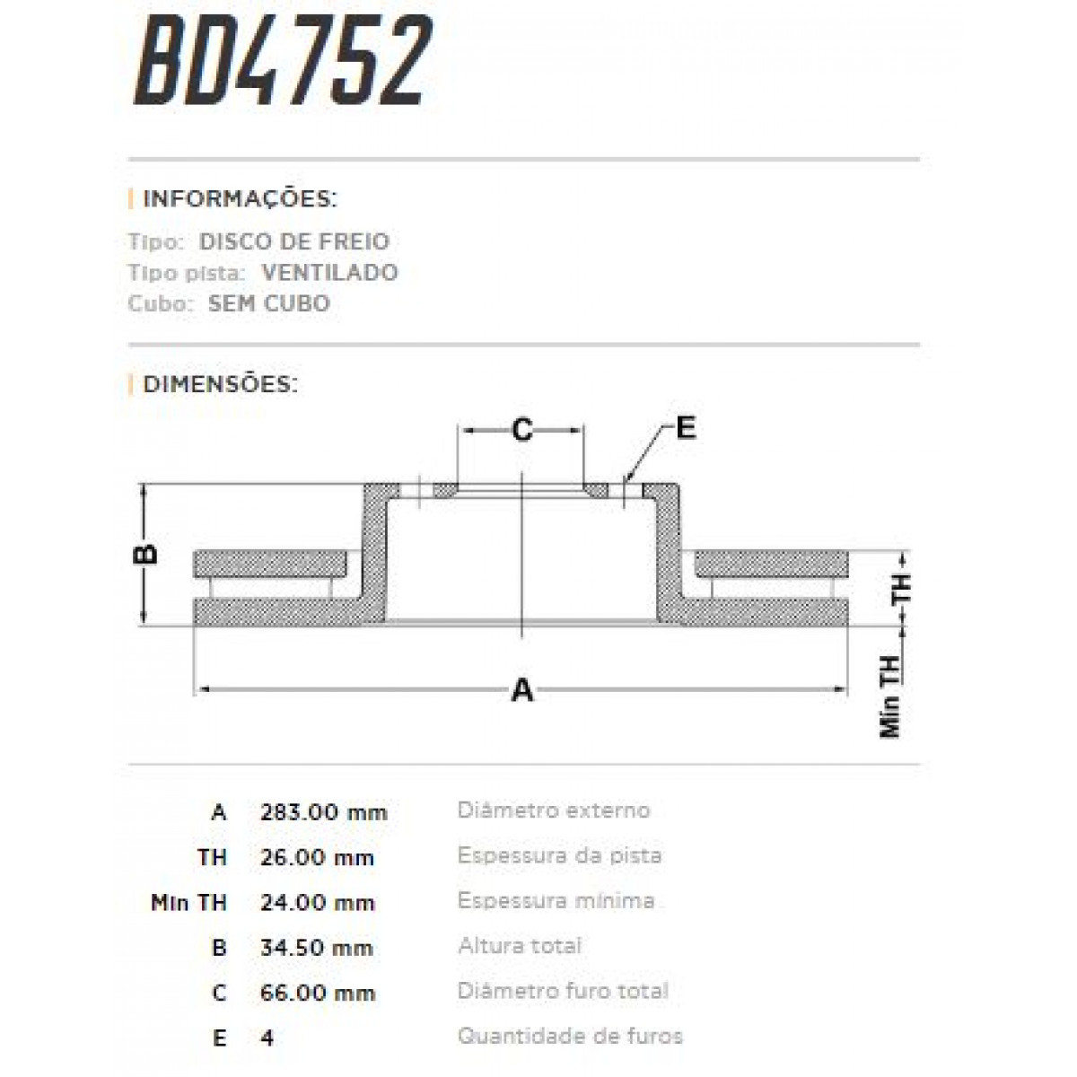 Disco Dianteiro Fremax Citroên Xsara 01/03 (Par) BD4752 - 3