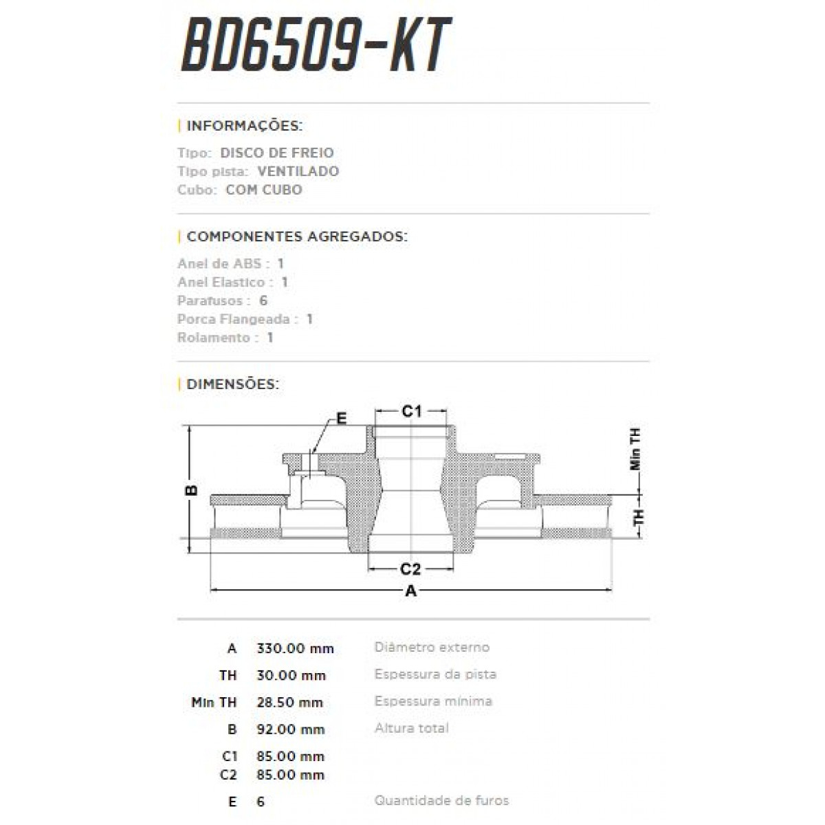 Disco Dianteiro Fremax Ford F150 07/ (Par) BD6509KT - 3