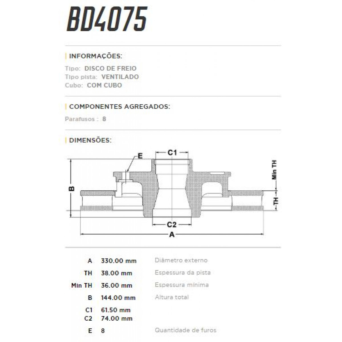 Disco Dianteiro Fremax Ford F250  03/ (Par) BD4075 - 3