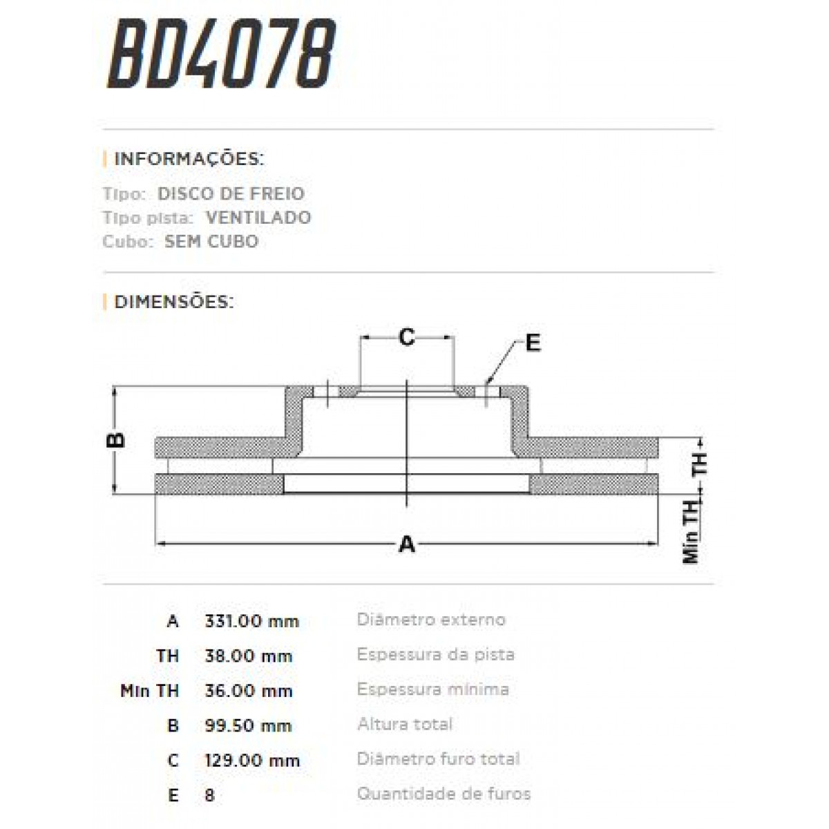 Disco Dianteiro Fremax Ford F250  06/ (Par) BD4078 - 3