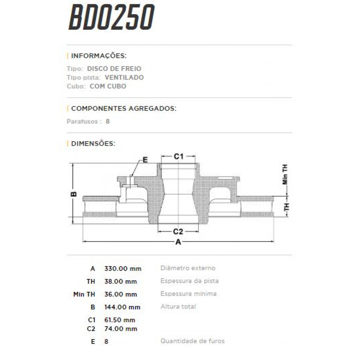 Disco Dianteiro Fremax Ford F250  98/03 (Par) BD0250 - 3