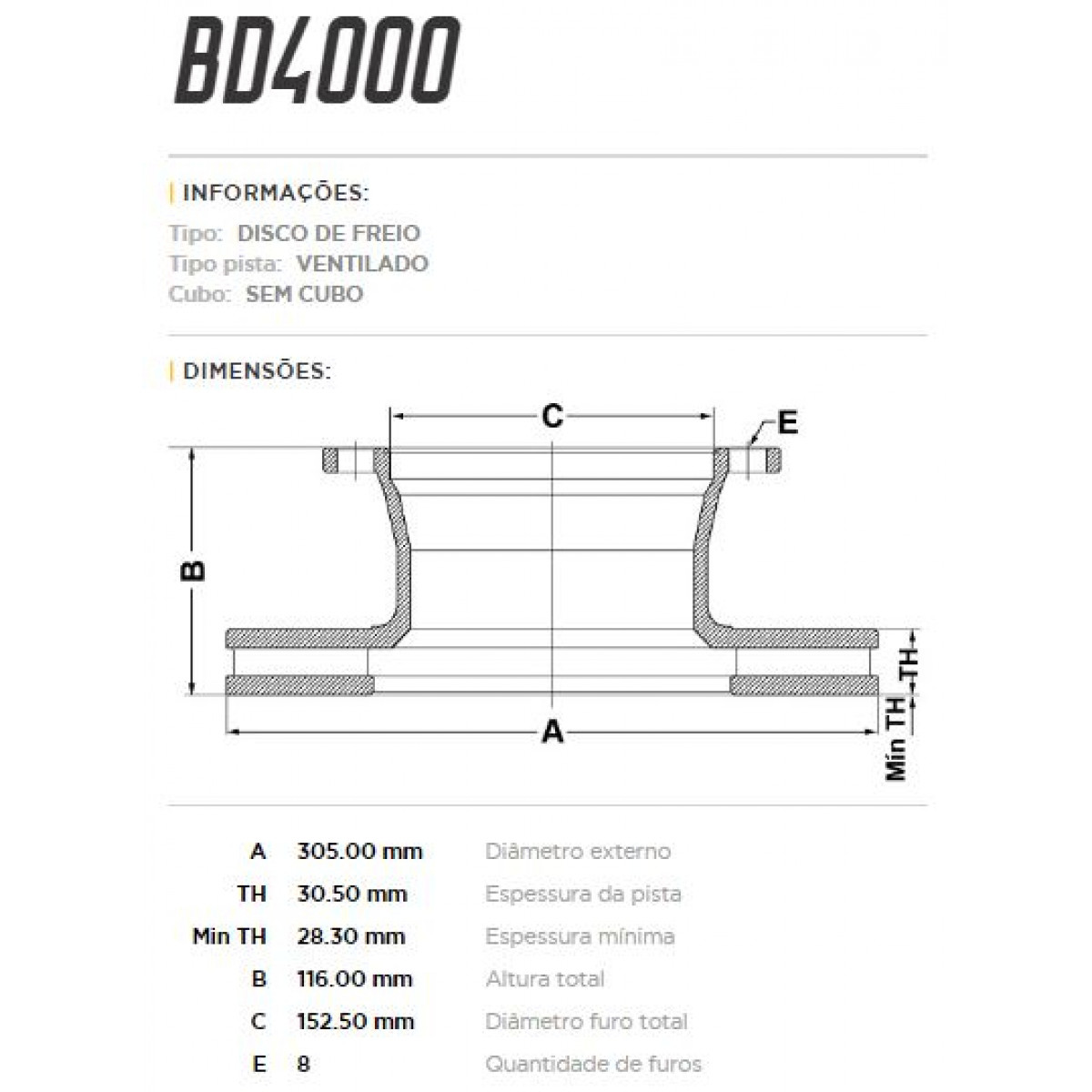 Disco Dianteiro Fremax Ford F4000 Turbo 81/97 (Par) BD4000 - 3