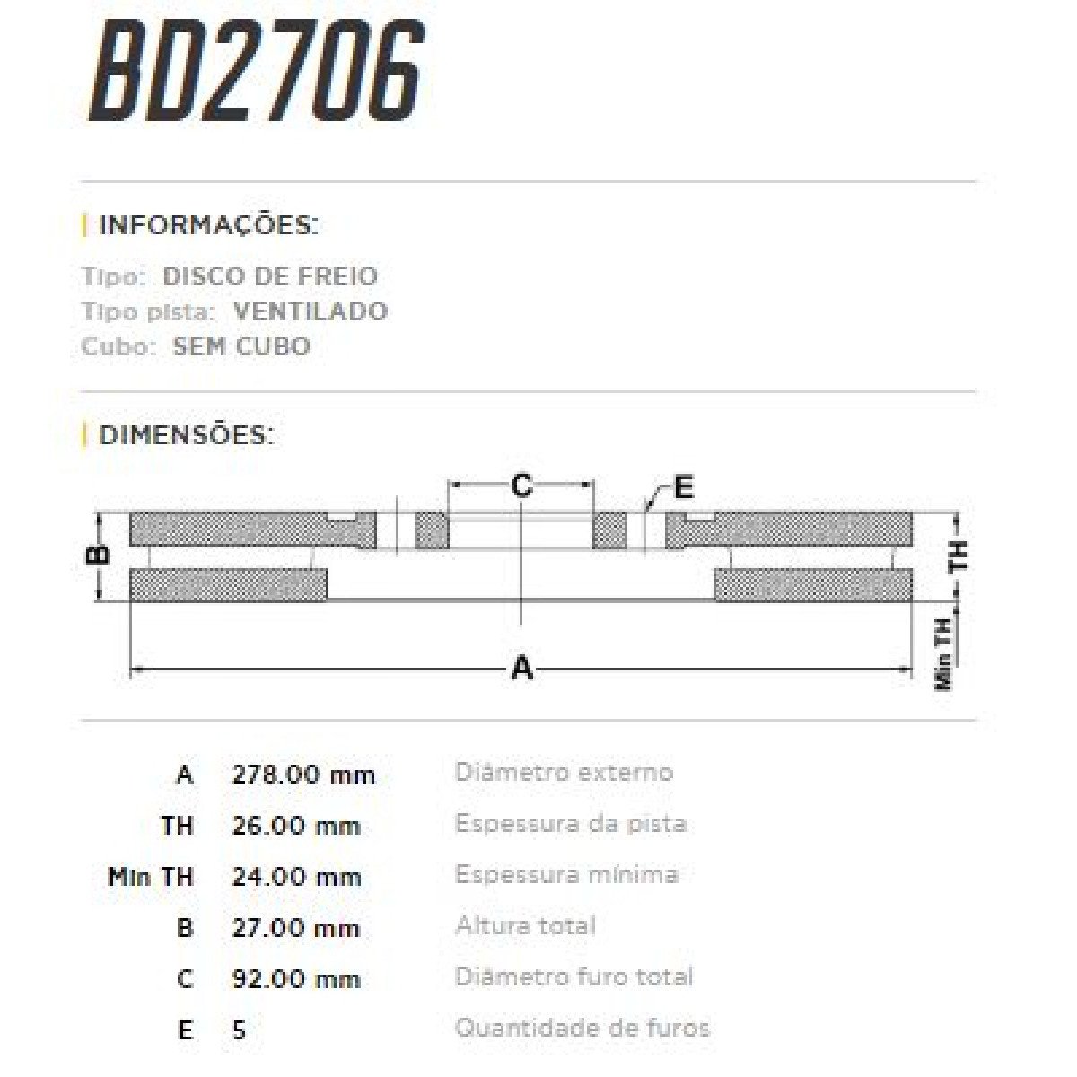 Disco Dianteiro Fremax Kia Bongo 08/ (Par) BD2706 - 3