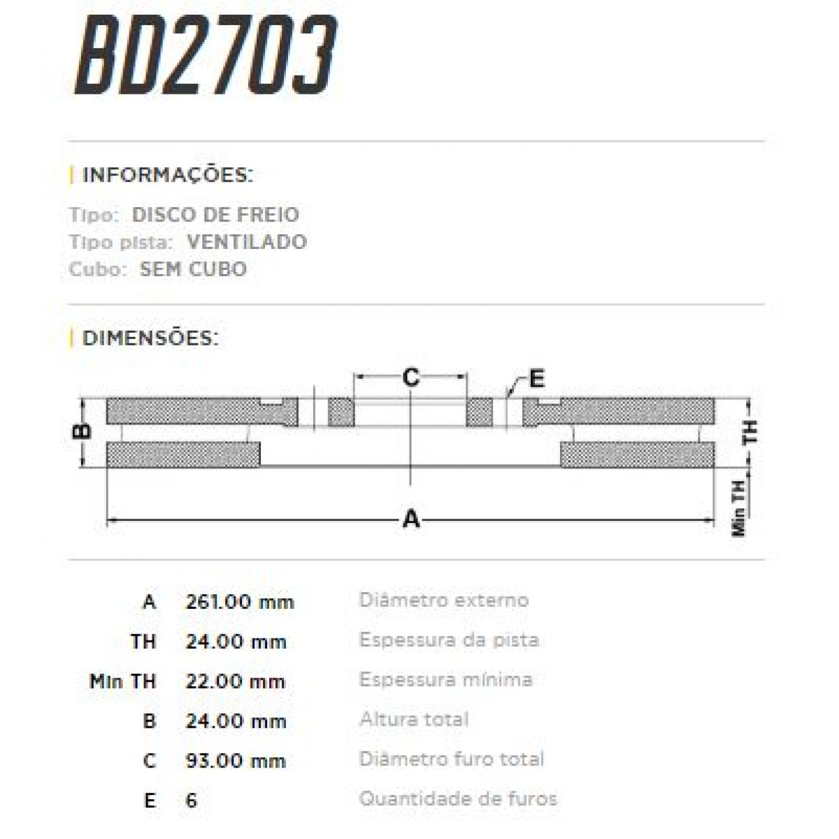 Disco Dianteiro Fremax Kia Bongo 97/12 (Par) BD2703 - 3