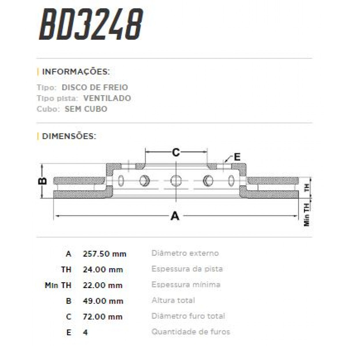 Disco Dianteiro Fremax Kia Carens 99/01 (Par) BD3248 - 3