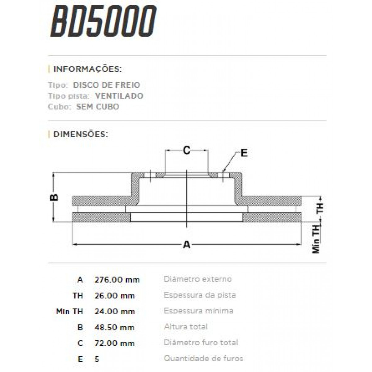 Disco Dianteiro Fremax Kia Carnival 01/05 (Par) BD5000 - 3