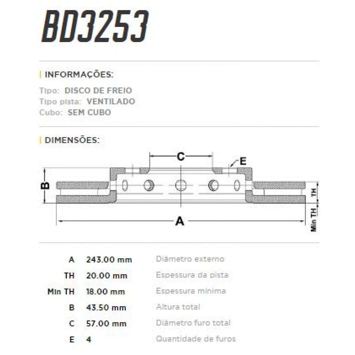 Disco Dianteiro Fremax Kia Sephia 93/01 (Par) BD3253 - 3