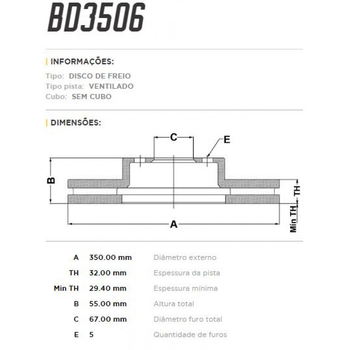 Disco Dianteiro Fremax Mercedes R500 06/11 (Par) BD3506 - 3