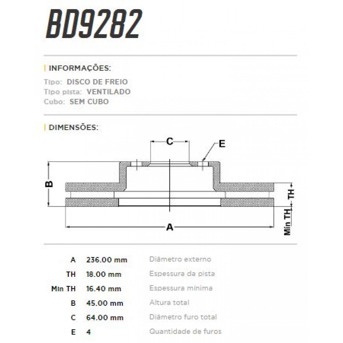Disco Dianteiro Fremax Mitsubishi Colt 95/97 (Par) BD9282 - 3