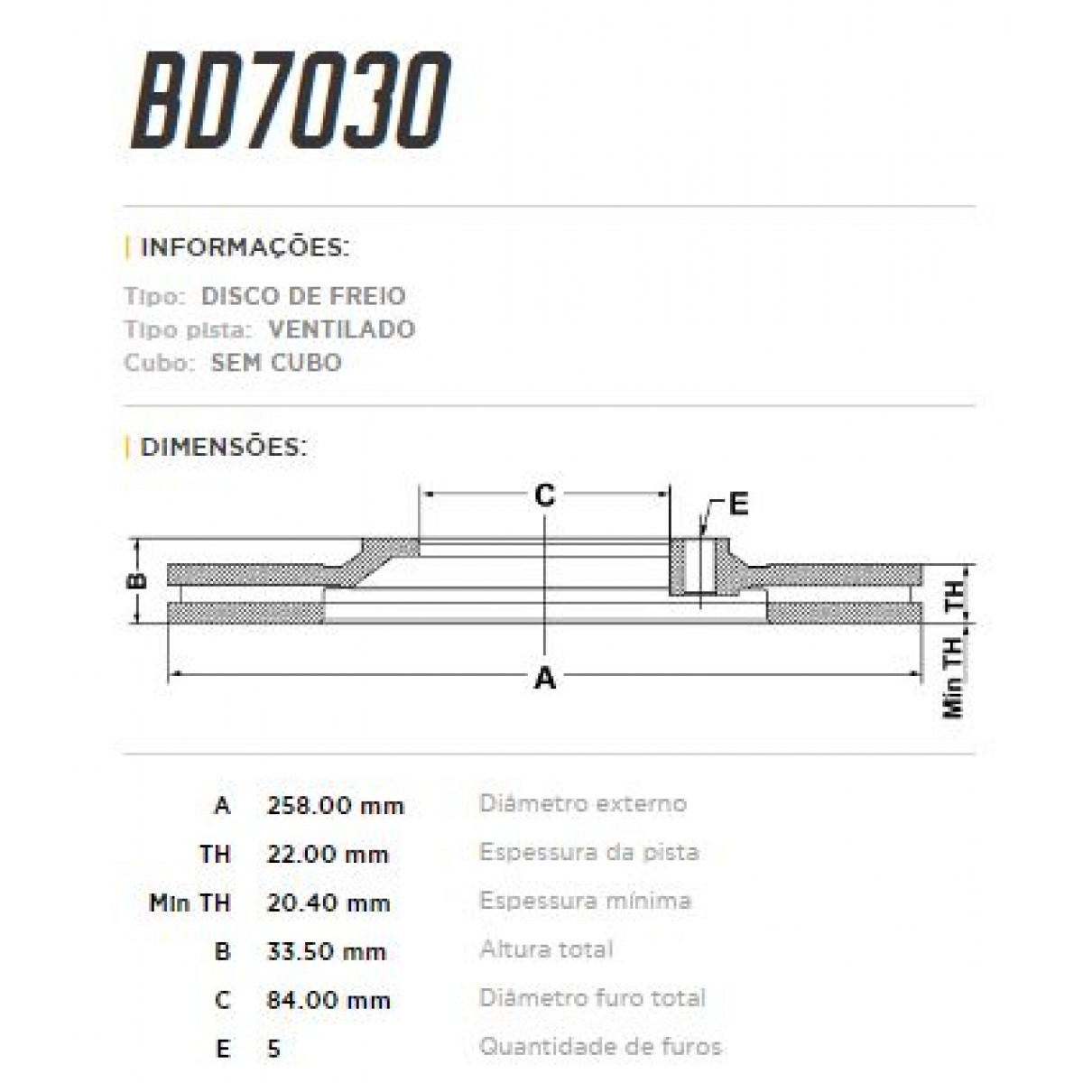 Disco Dianteiro Fremax Mitsubishi L300 95/00 (Par) BD7030 - 3