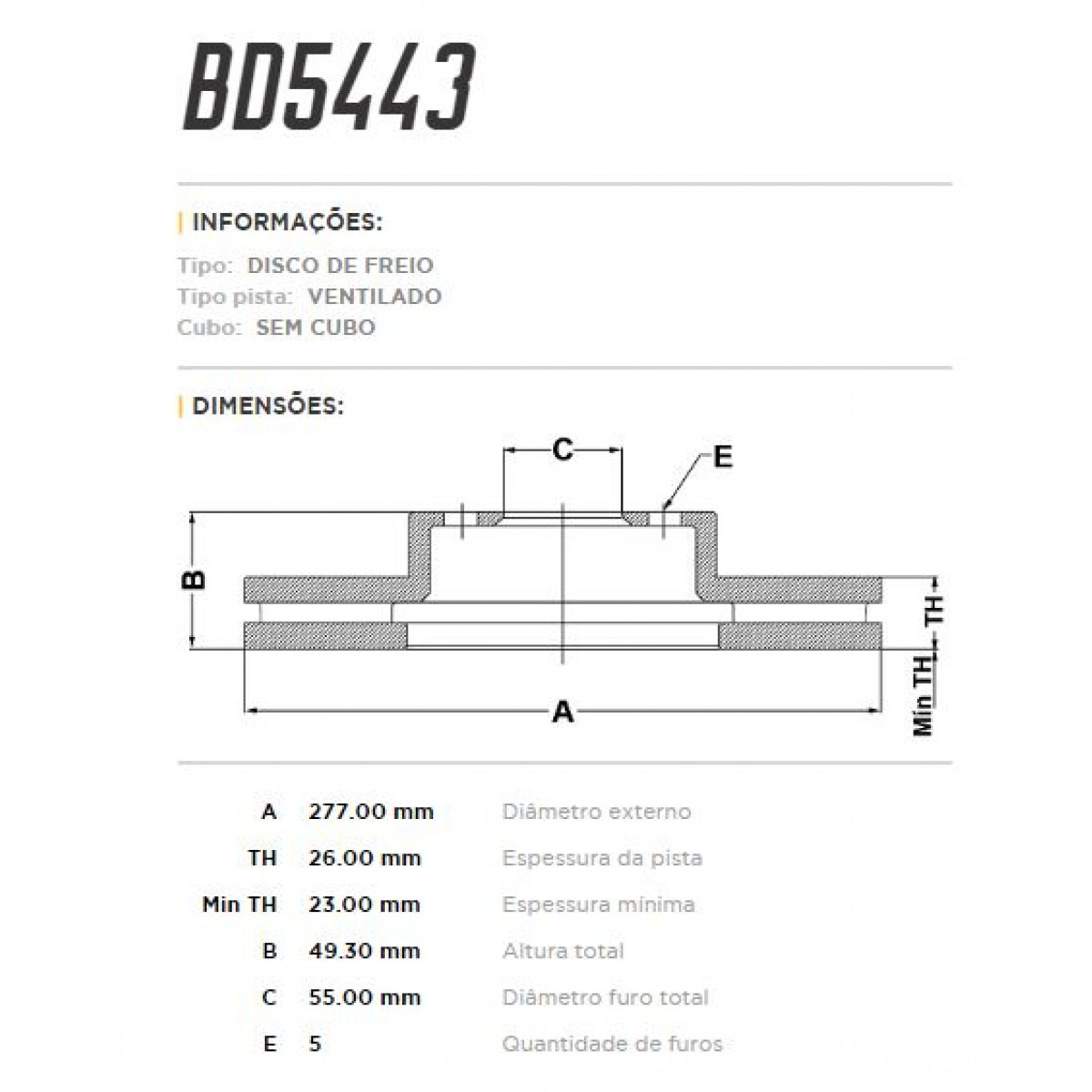 Disco Dianteiro Fremax Toyota Corolla 15/ (Par) BD5443 - 3