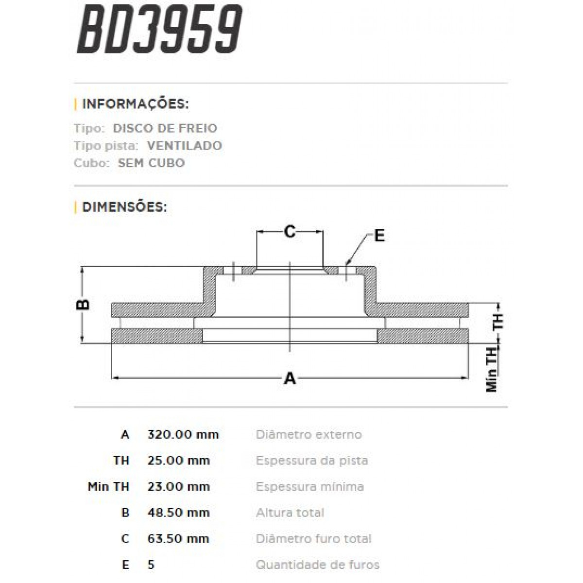 Disco Dianteiro Fremax Volvo V50 04/11 (Par) BD3959 - 3