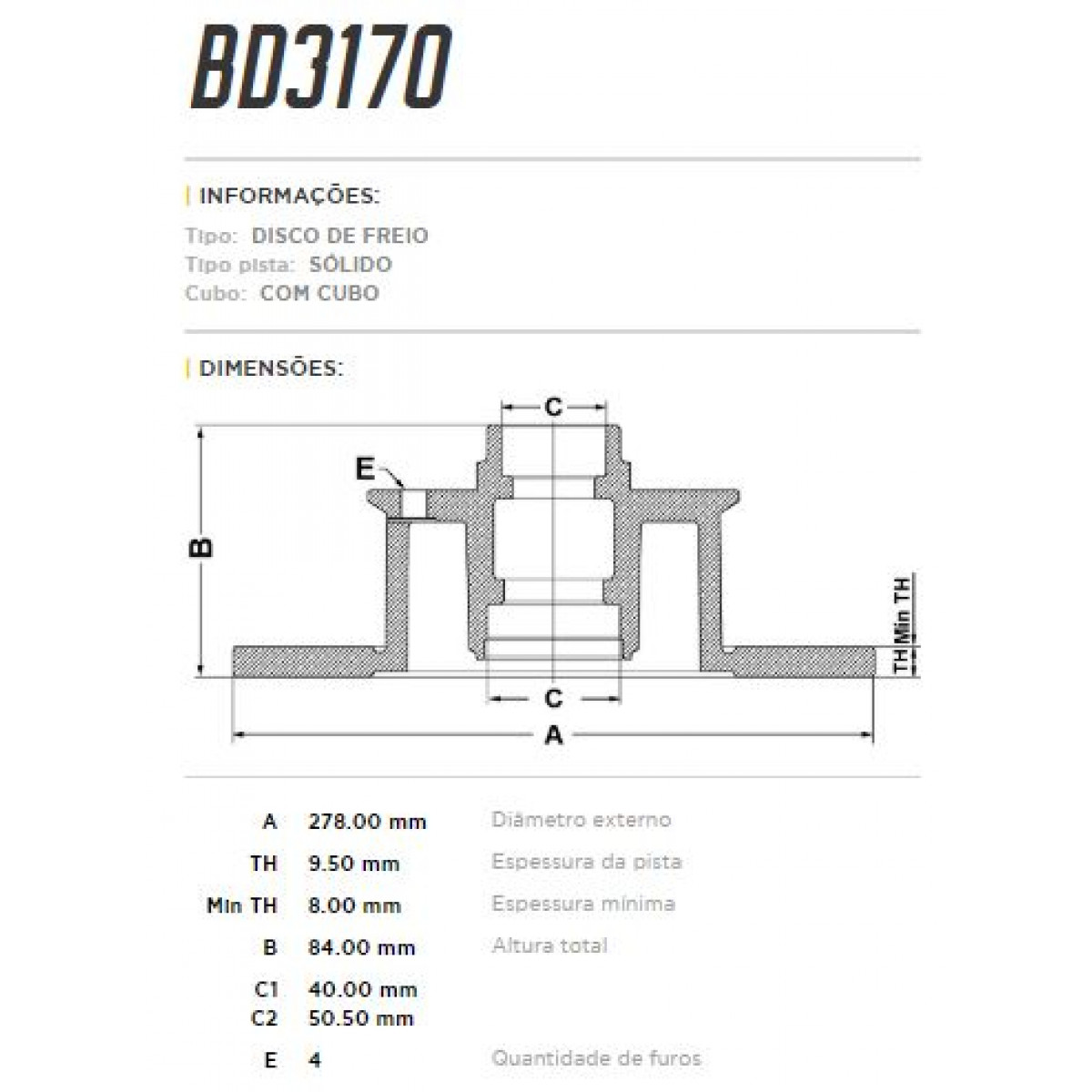Disco Dianteiro Fremax Vw Fusca 1300 70/84 (Par) BD3170 - 3