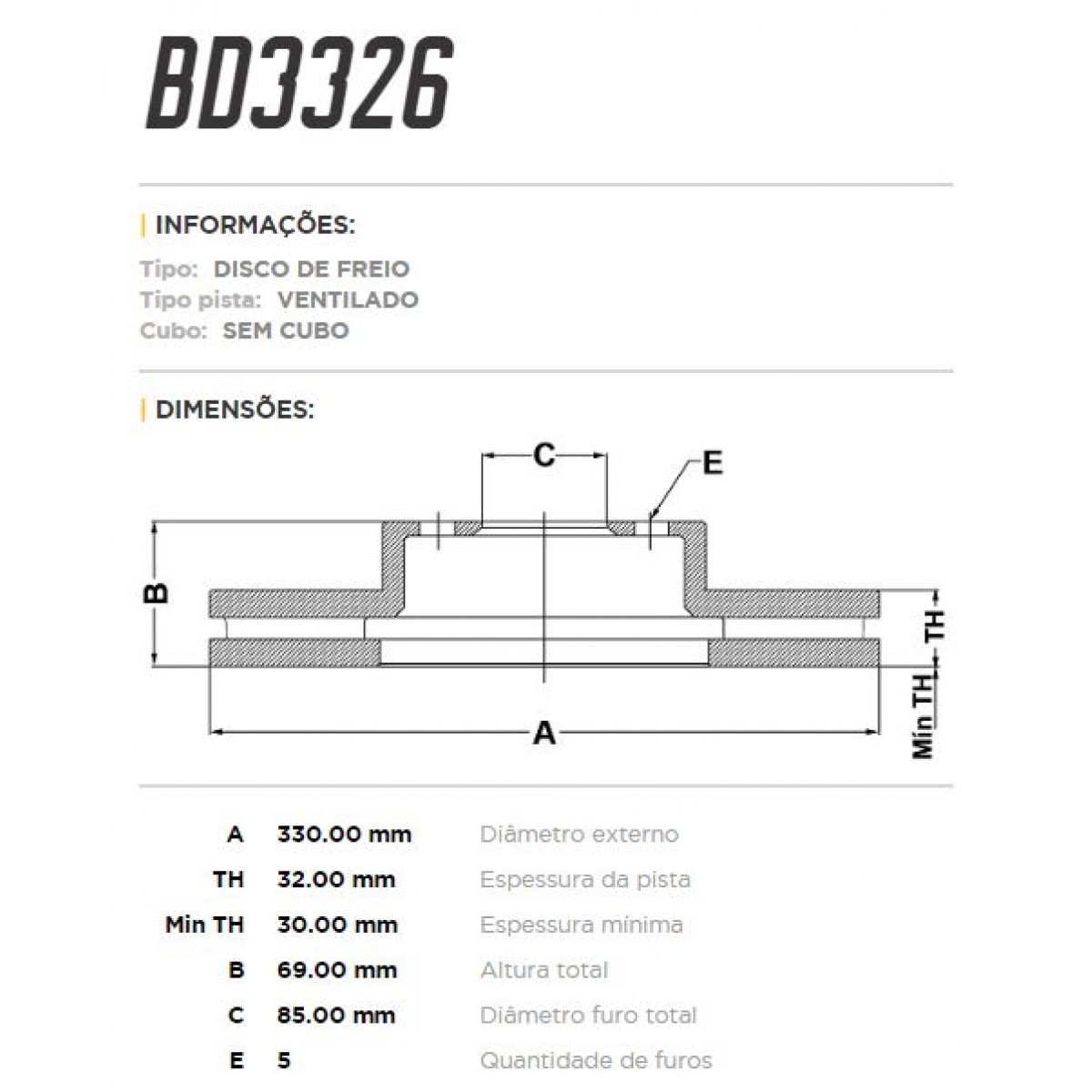 Disco Dianteiro Fremax Vw Touareg 07/ (Par) BD3326 - 3