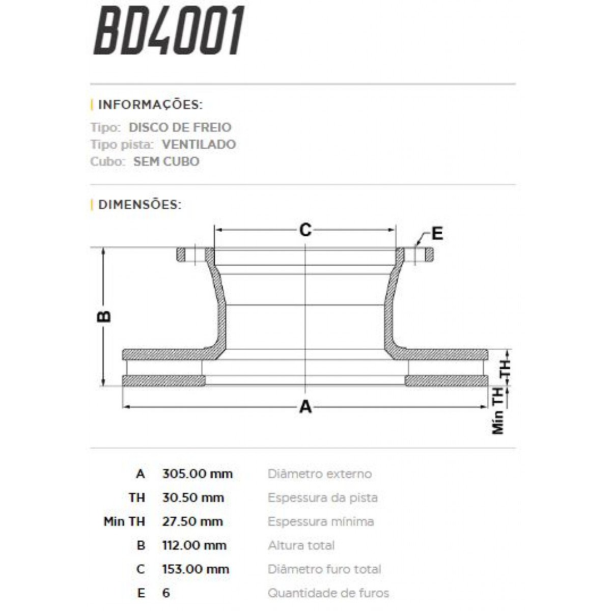 Disco Dianteiro/Traseiro Fremax Ford F4000 Turbo 81/97 (Par) BD4001 - 3