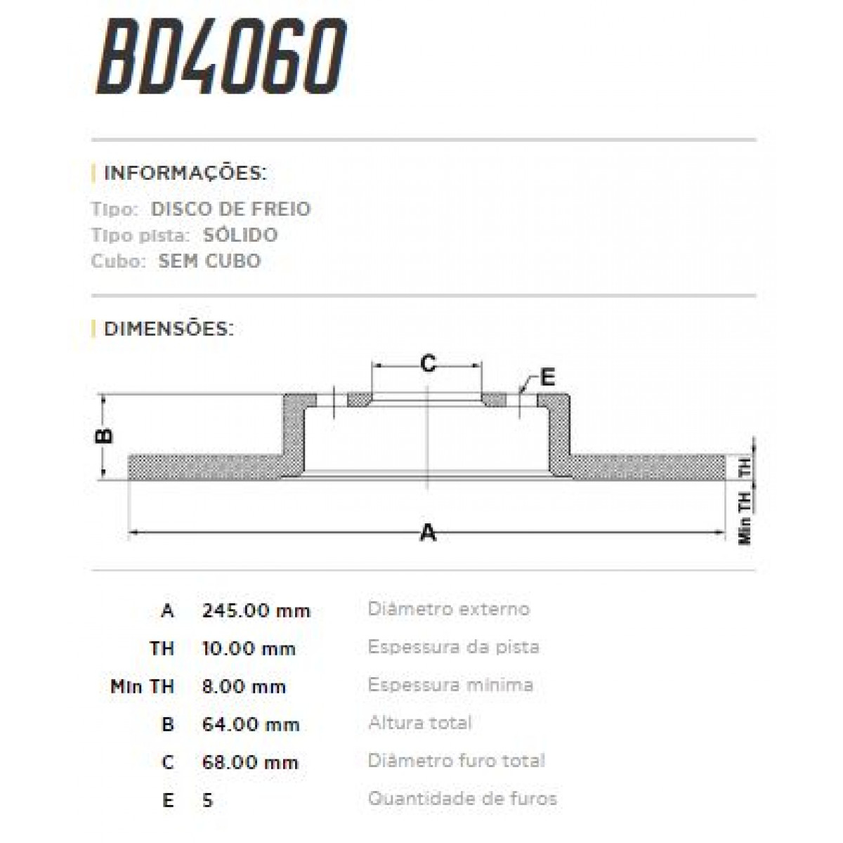 Disco Traseiro Fremax Audi 100 93/95 (Par) BD4060 - 3