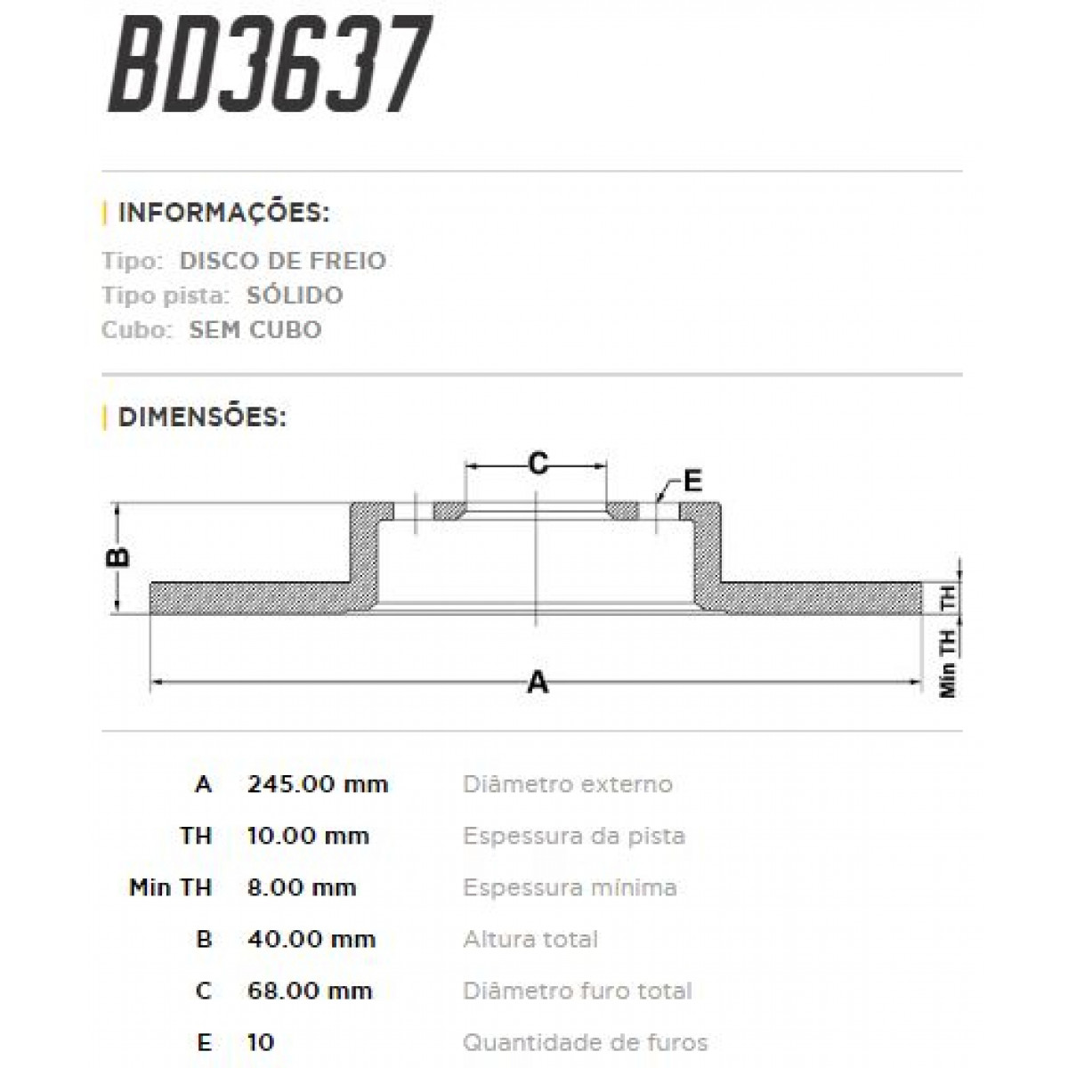 Disco Traseiro Fremax Audi 80 S2 Avant 94/95 (Par) BD3637 - 3