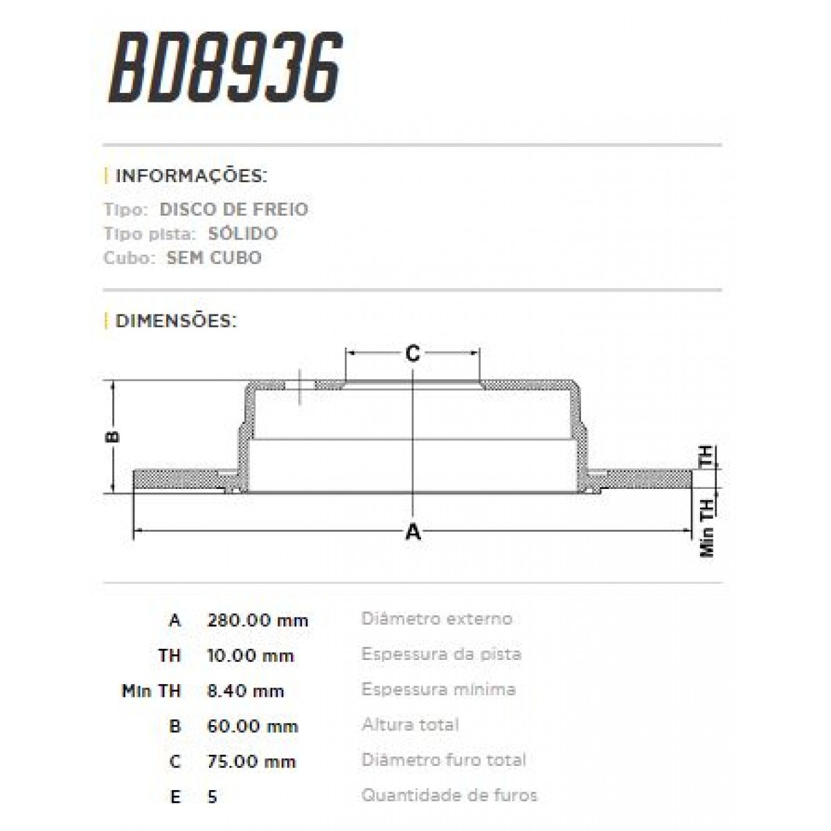 Disco Traseiro Fremax Bmw 316 91/95 (Par) BD8936 - 3