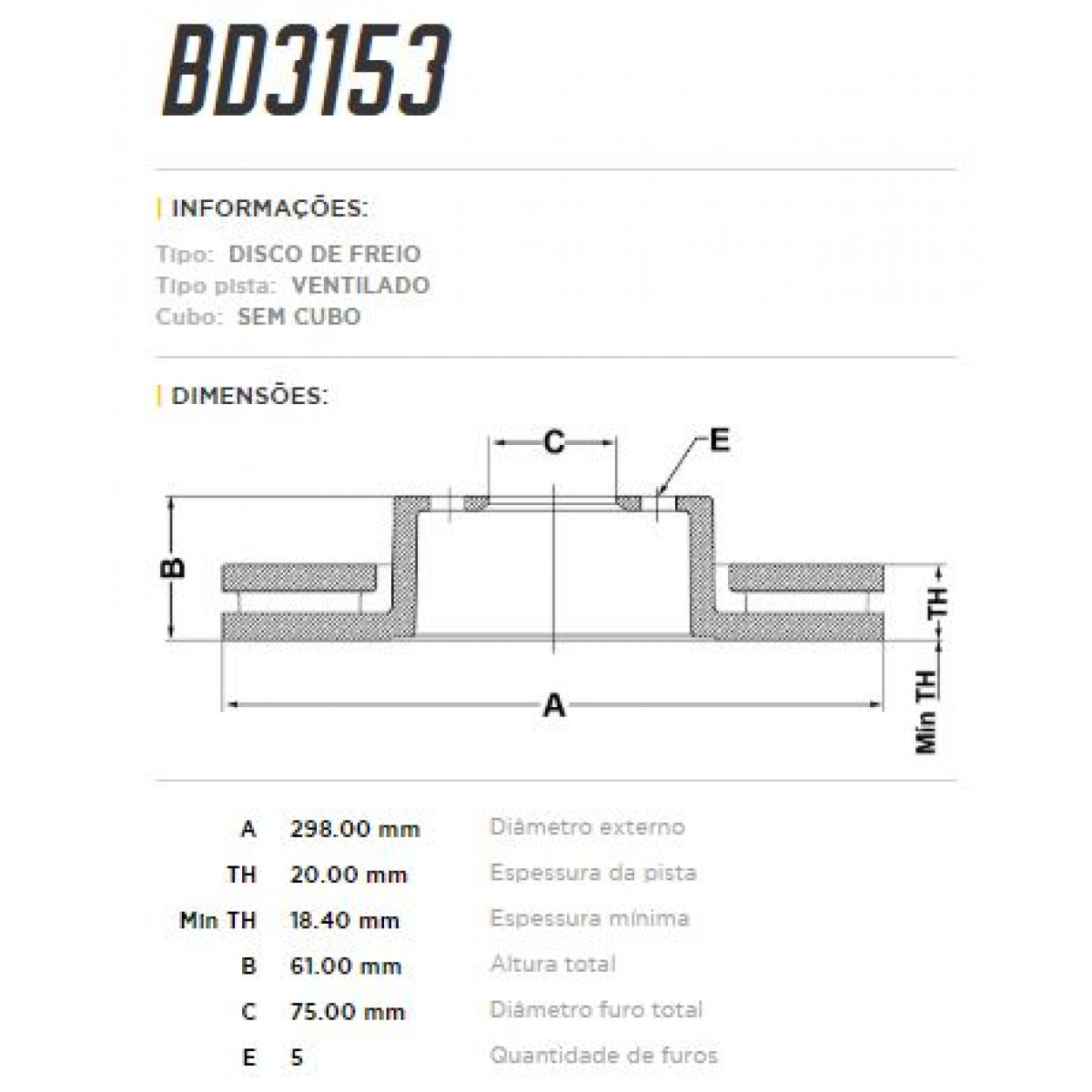 Disco Traseiro Fremax Bmw 528 96/01 (Par) BD3153 - 3