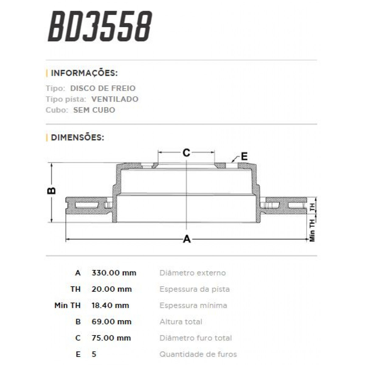 Disco Traseiro Fremax Bmw 530 17/ (Par) BD3558 - 3