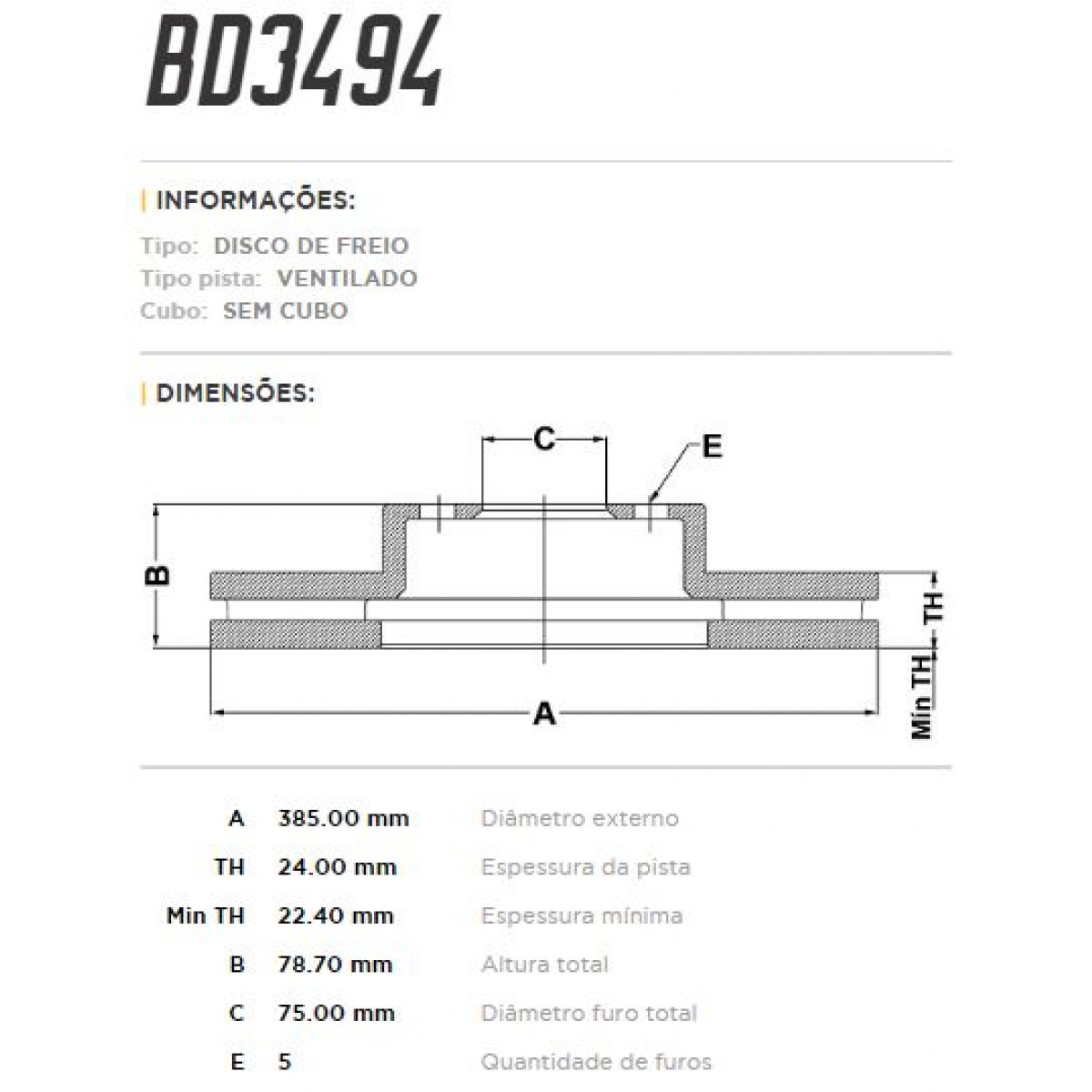 Disco Traseiro Fremax Bmw X5 Xdrive 30D 15/ (Par) BD3494 - 3