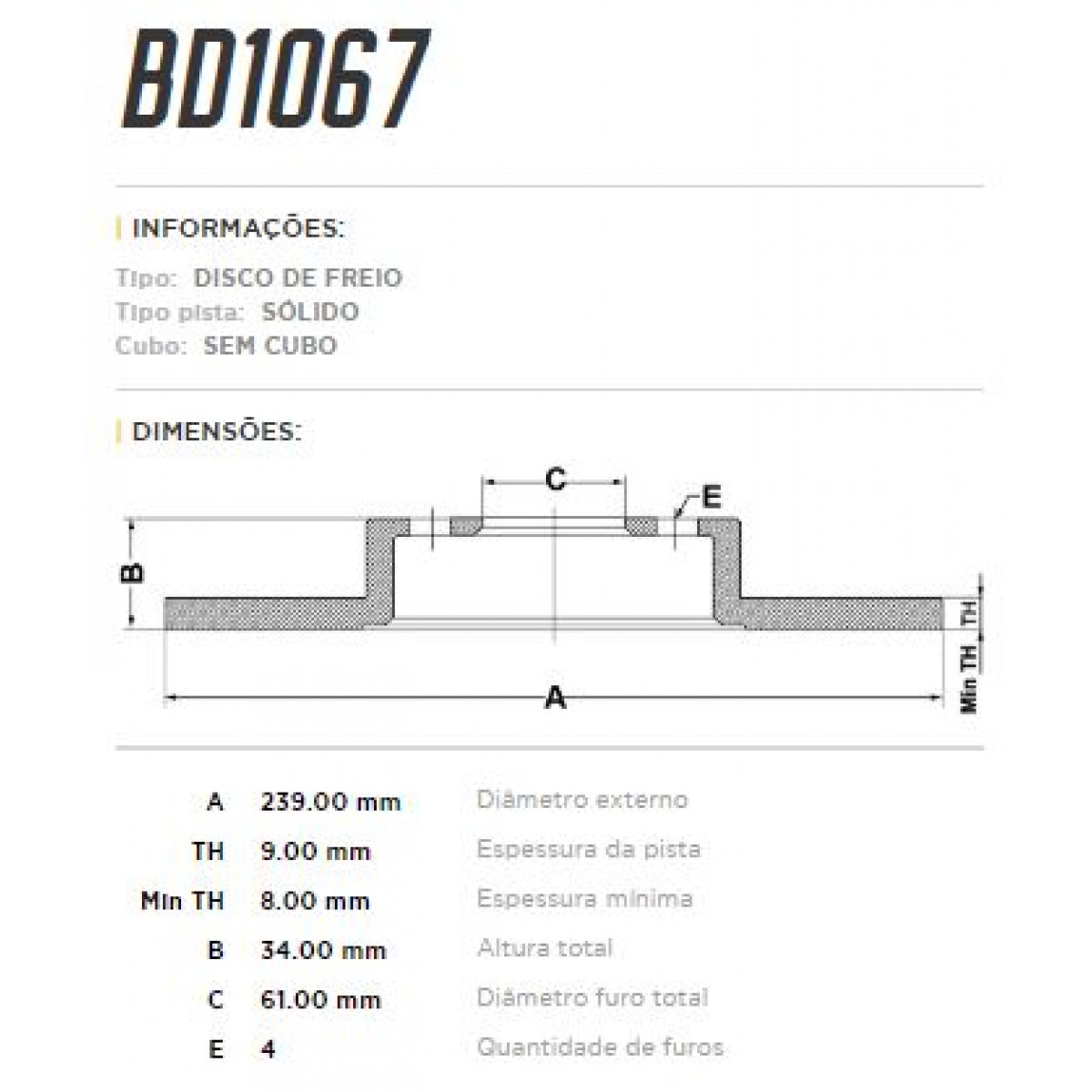 Disco Traseiro Fremax Honda Fit 09/14 (Par) BD1067 - 3
