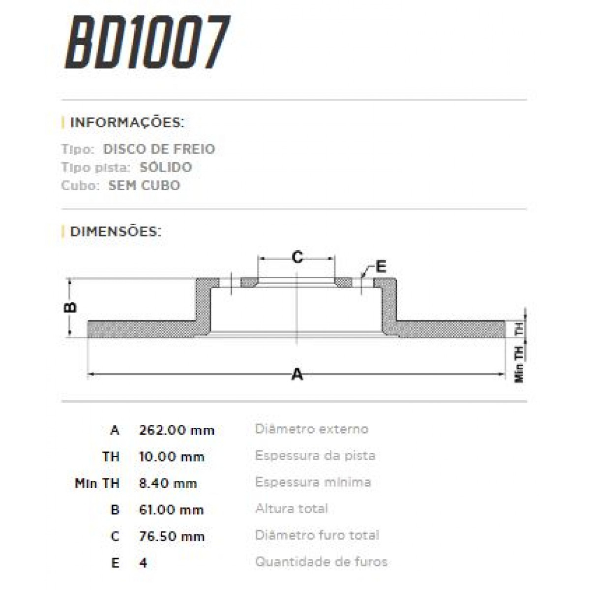Disco Traseiro Fremax Hyundai Sonata 92/98 (Par) BD1007 - 3