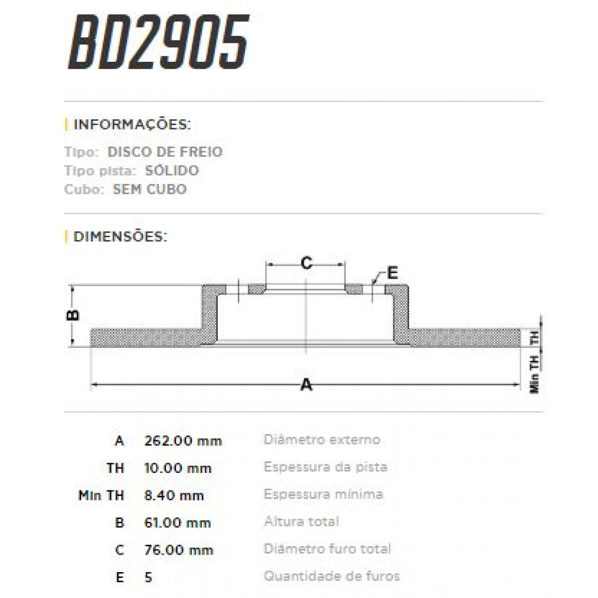 Disco Traseiro Fremax Kia Magentis 06/11 (Par) BD2905 - 3