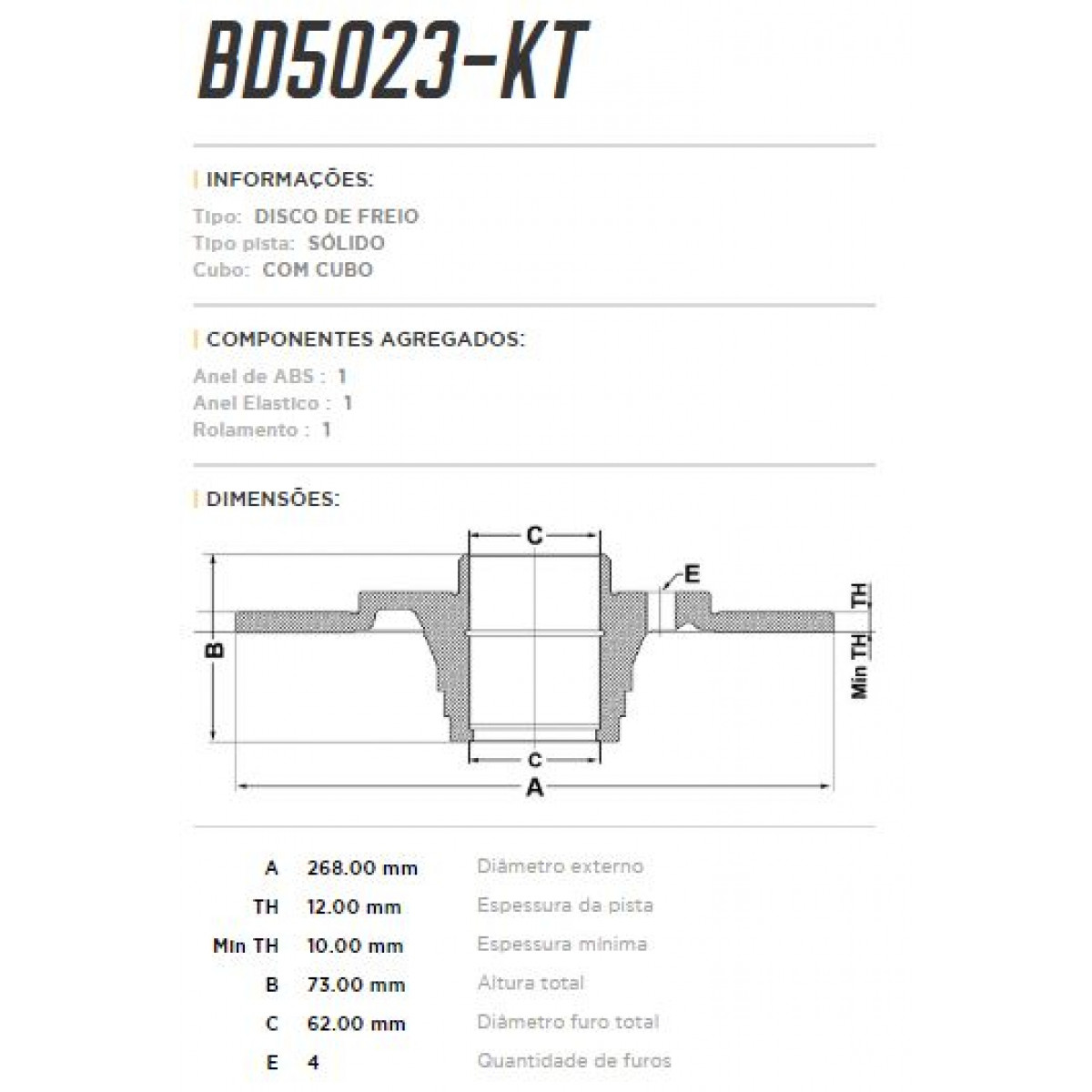 Disco Traseiro Fremax Peugeot 3008 11/ (Par) BD5023KT - 3
