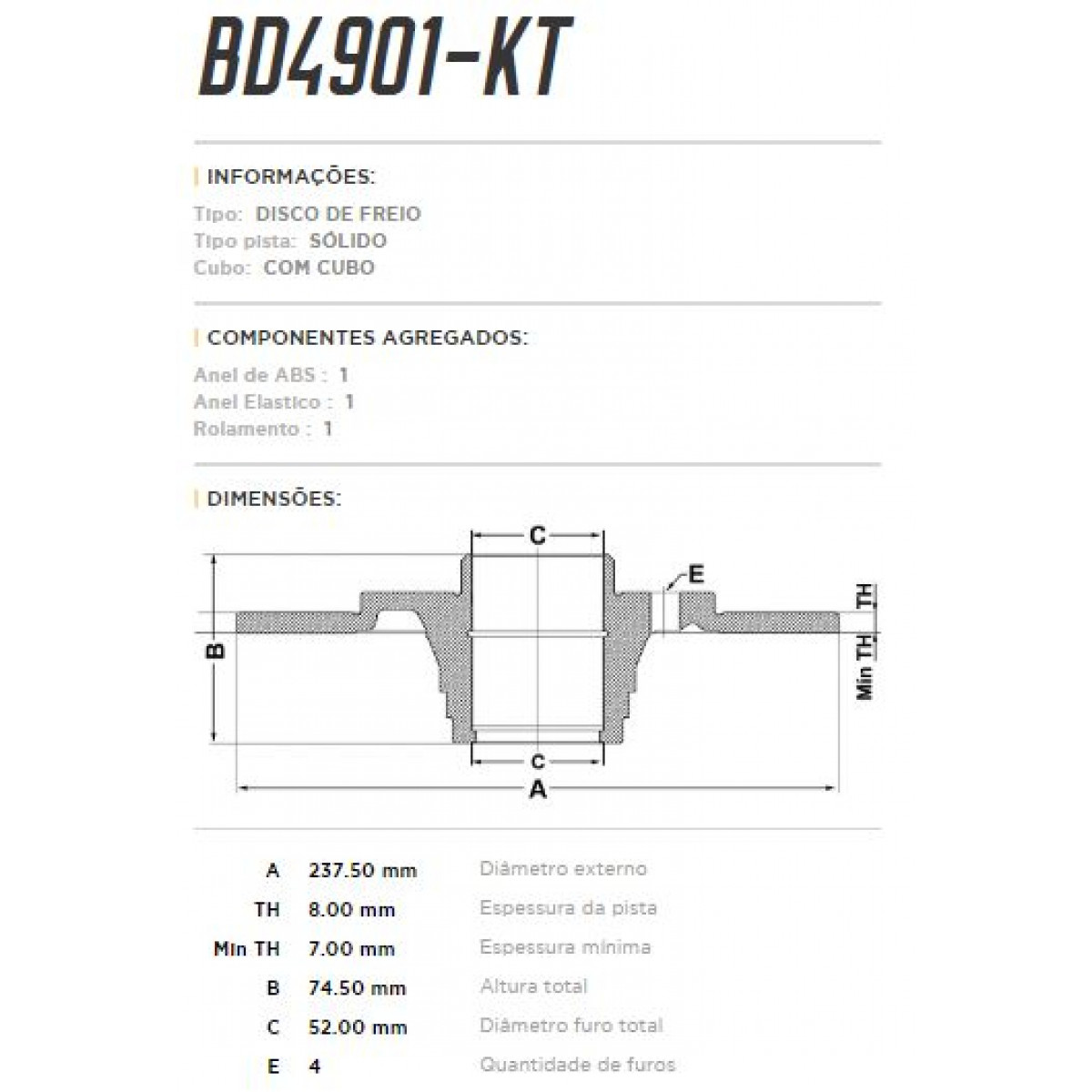 Disco Traseiro Fremax Renault R19 94/98 (Par) BD4901KT - 3