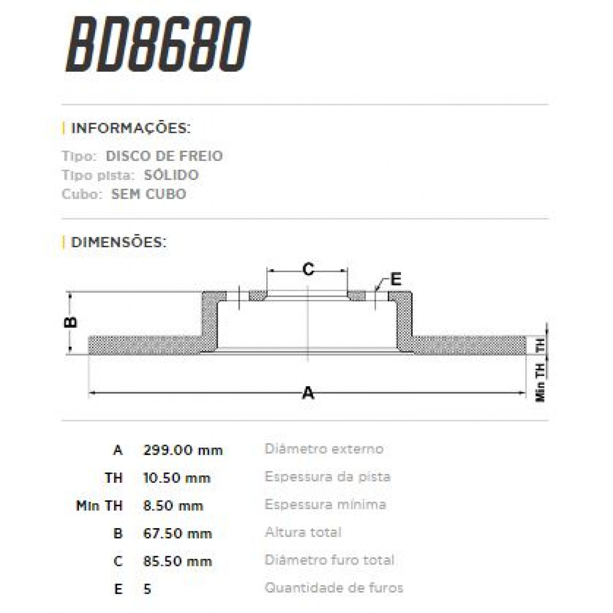 Disco Traseiro Fremax Ssangyong Actyon 07/15 (Par) BD8680 - 3
