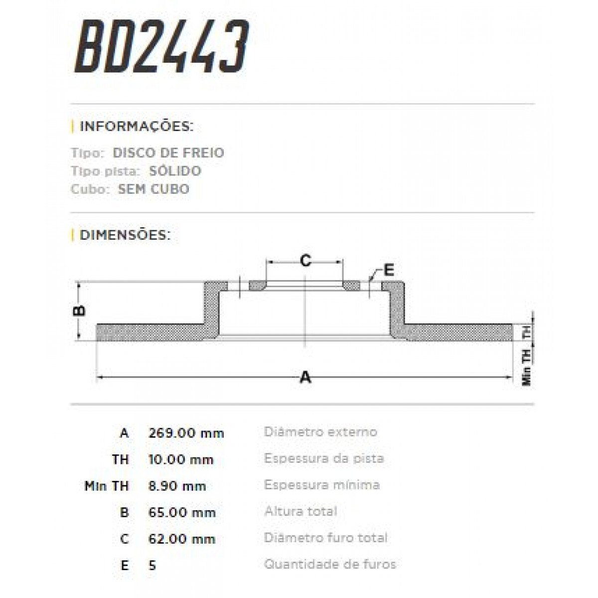 Disco Traseiro Fremax Toyota Camry 93/93 (Par) BD2443 - 3