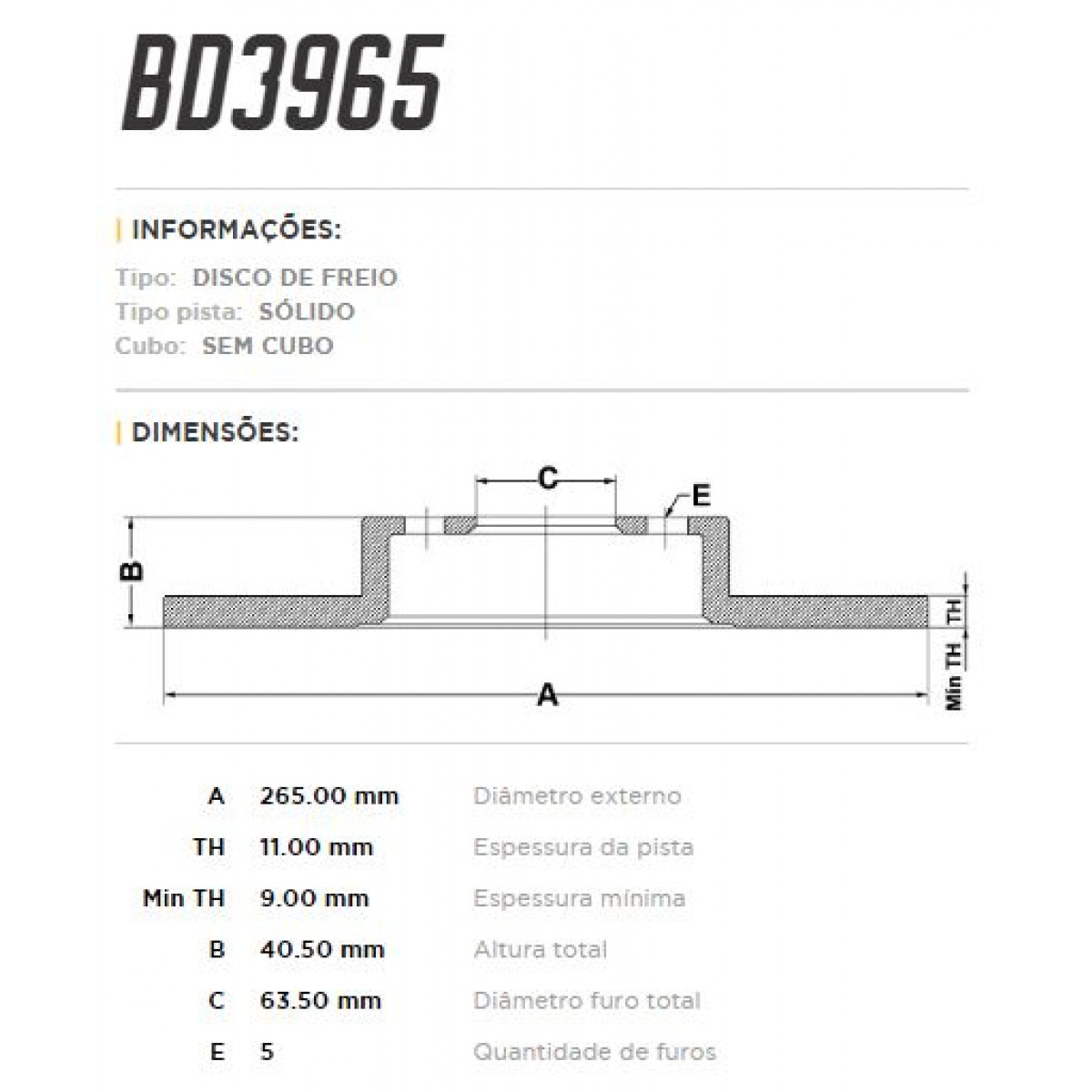 Disco Traseiro Fremax Volvo S40 04/10 (Par) BD3965 - 3
