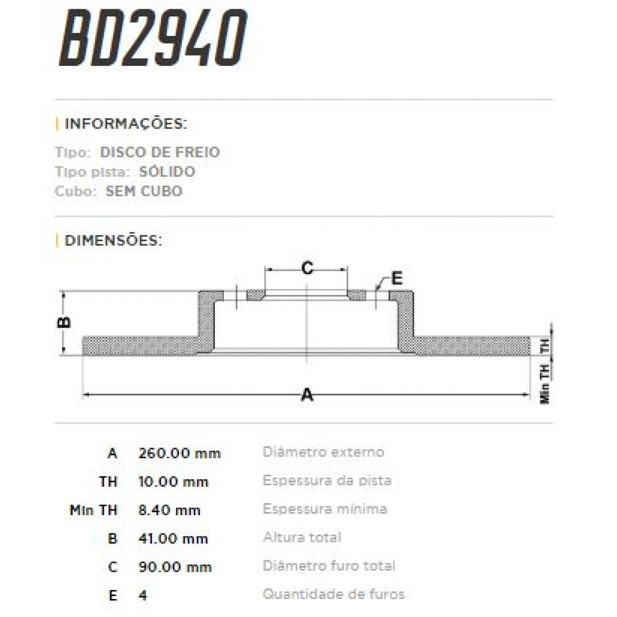 Disco Traseiro Fremax Volvo S40 97/00 (Par) BD2940 - 3