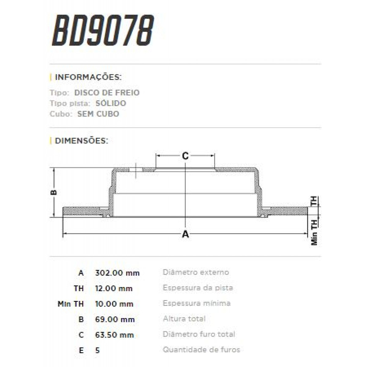 Disco Traseiro Fremax Volvo Xc70 97/10 (Par) BD9078 - 3