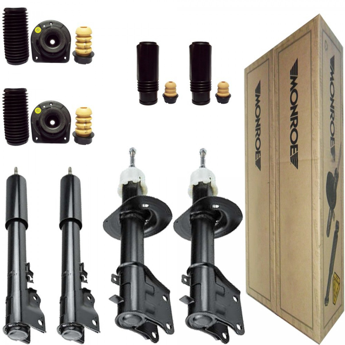 4 Amortecedores Monroe + Kits Fiat Siena 1.0 Fire 2001/