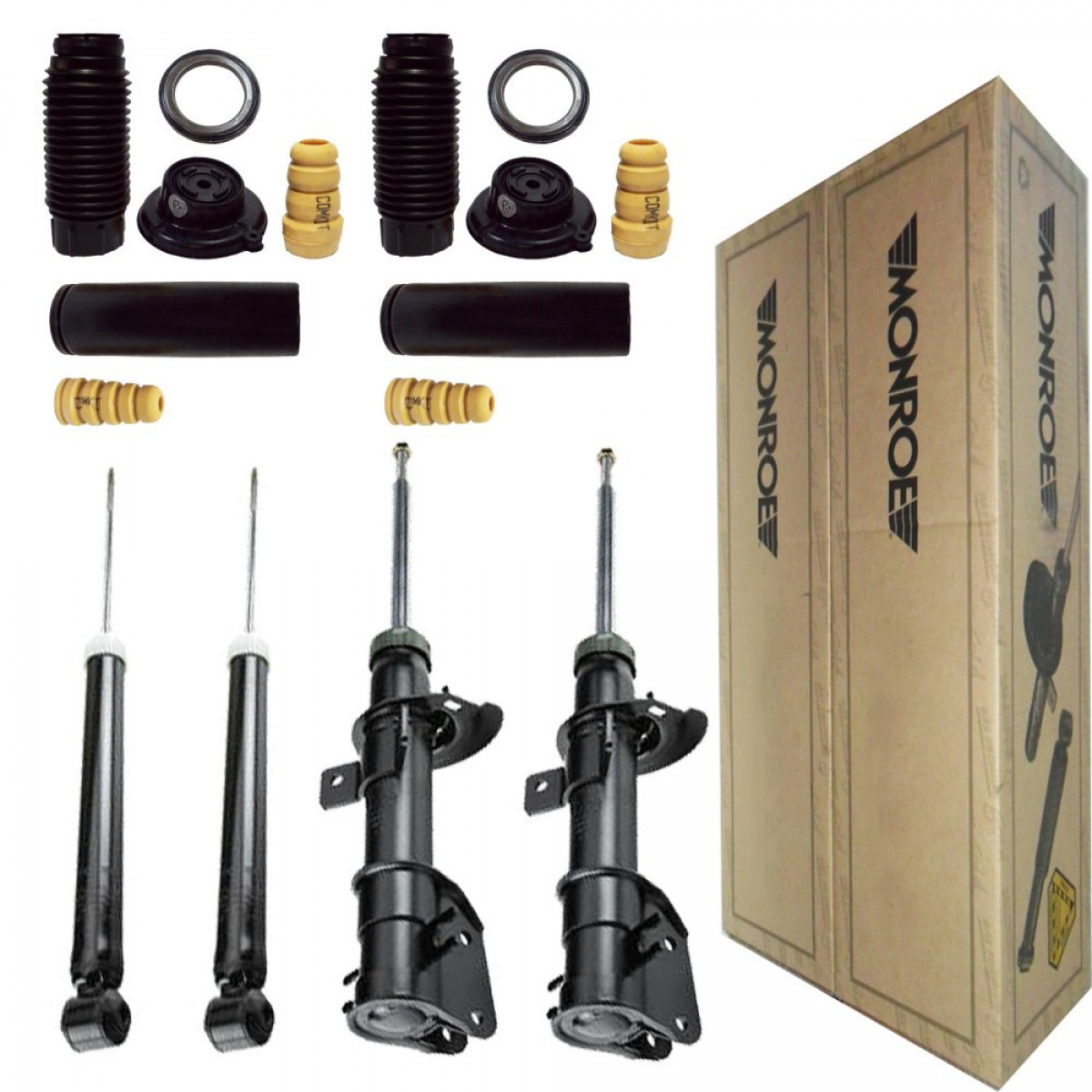 4 Amortecedores Monroe + Kits Fiat Stilo 1.8 8V 1.8 16V 2002/2011