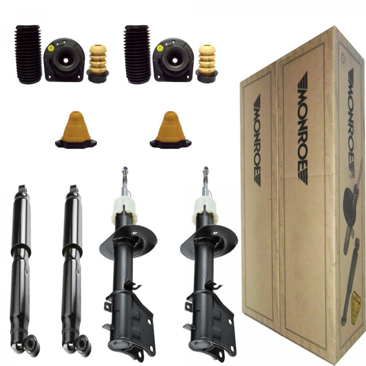 4 Amortecedores Monroe + Kits Fiat Strada 2001/