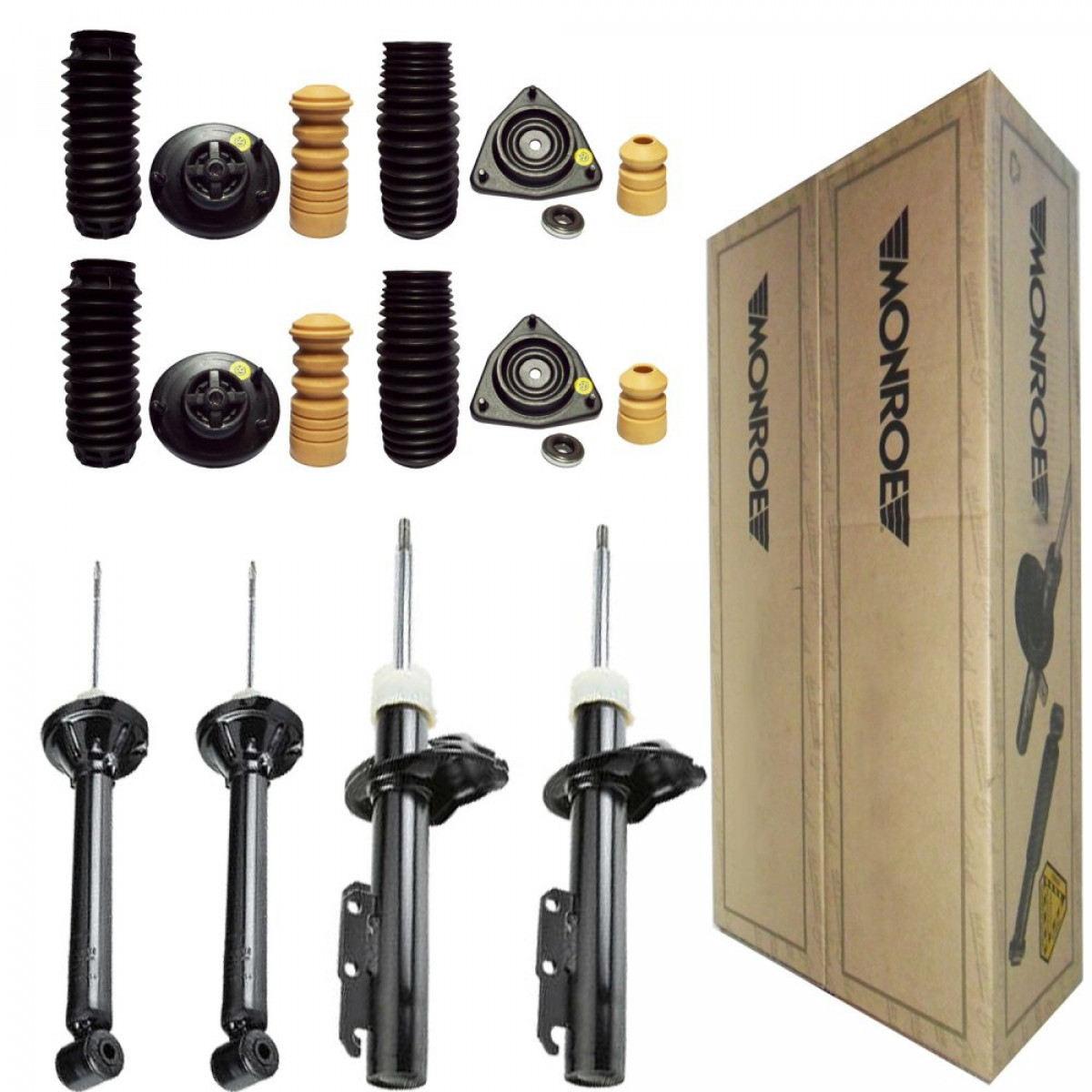 4 Amortecedores Monroe + Kits Ford Escort 1.8 16V 1998/2003