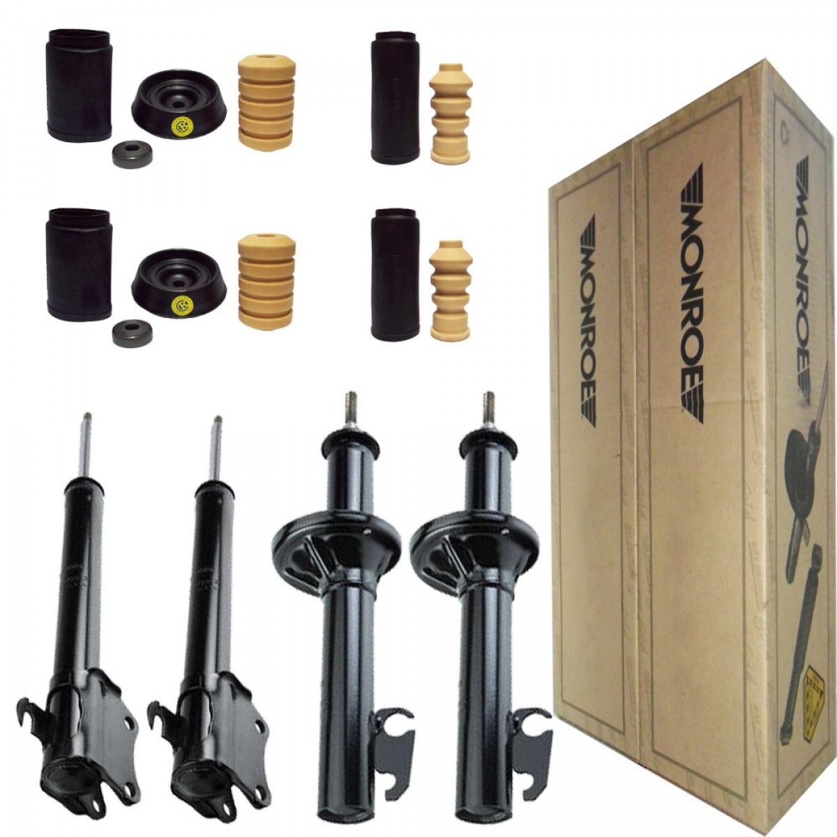 4 Amortecedores Monroe + Kits Ford Escort L GL Ghia 1983/1992