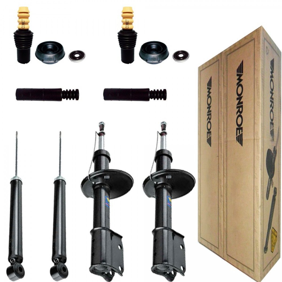 4 Amortecedores Monroe + Kits Renault Sandero 1.0 1.6 2008/