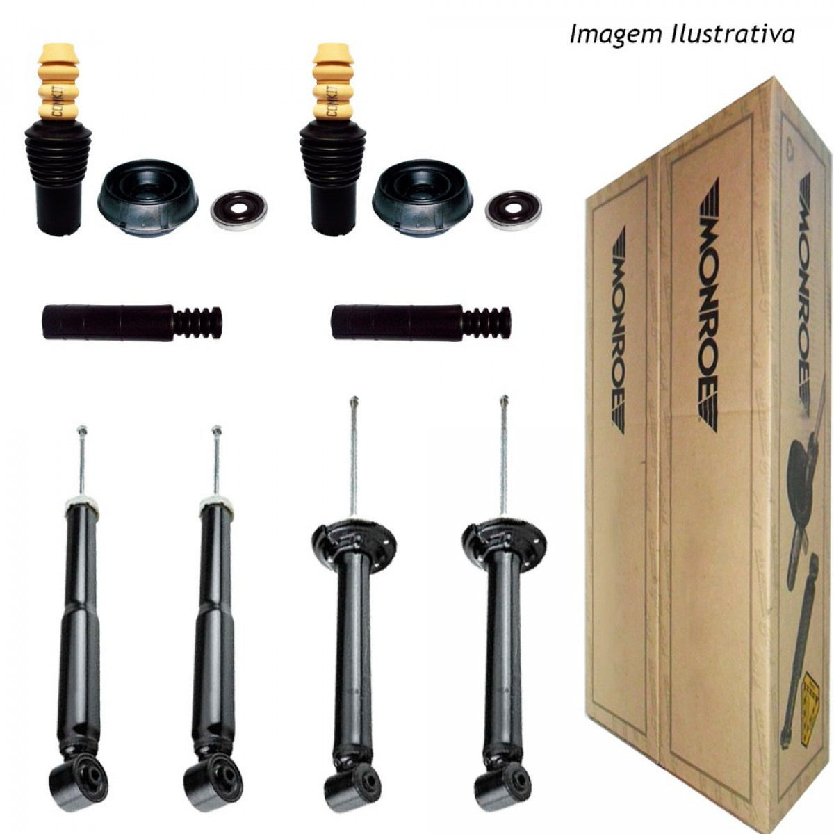 4 Amortecedores Monroe + Kits Renault Sandero Stepway 1.6 2008/