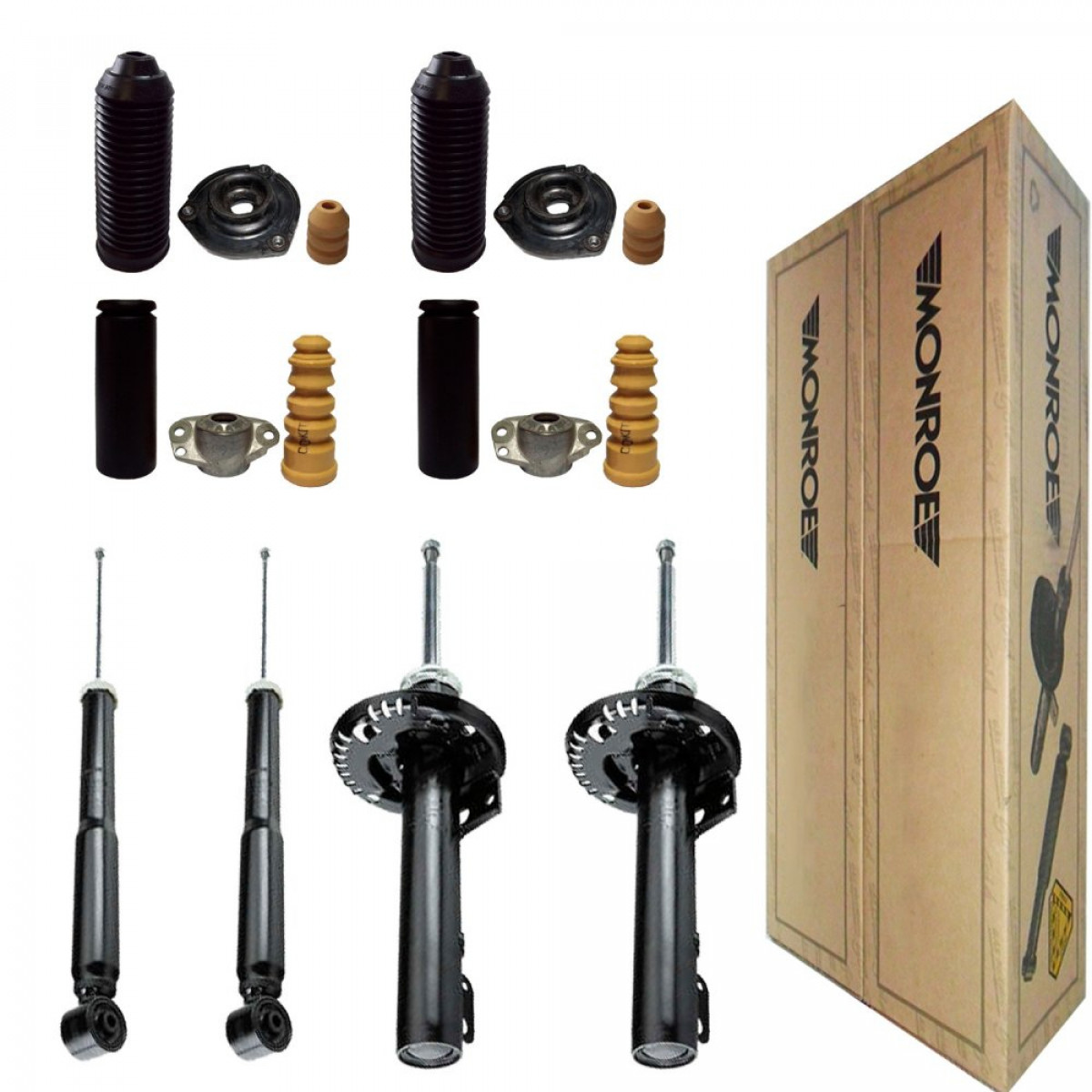 4 Amortecedores Monroe + Kits VW Fox 1.0 1.6 2010/