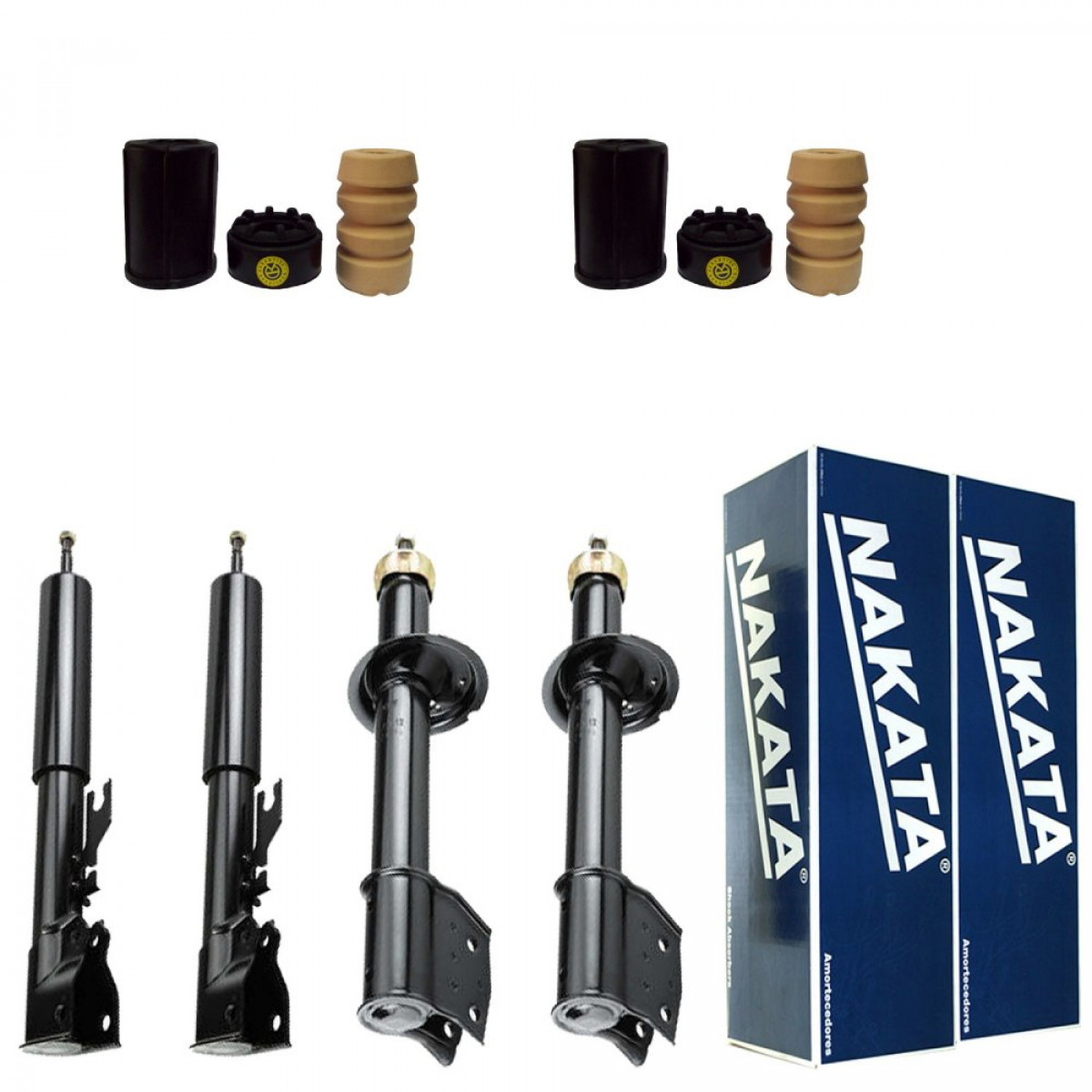 4 Amortecedores Nakata + Kits Fiat Uno Mille Way 2009/2013