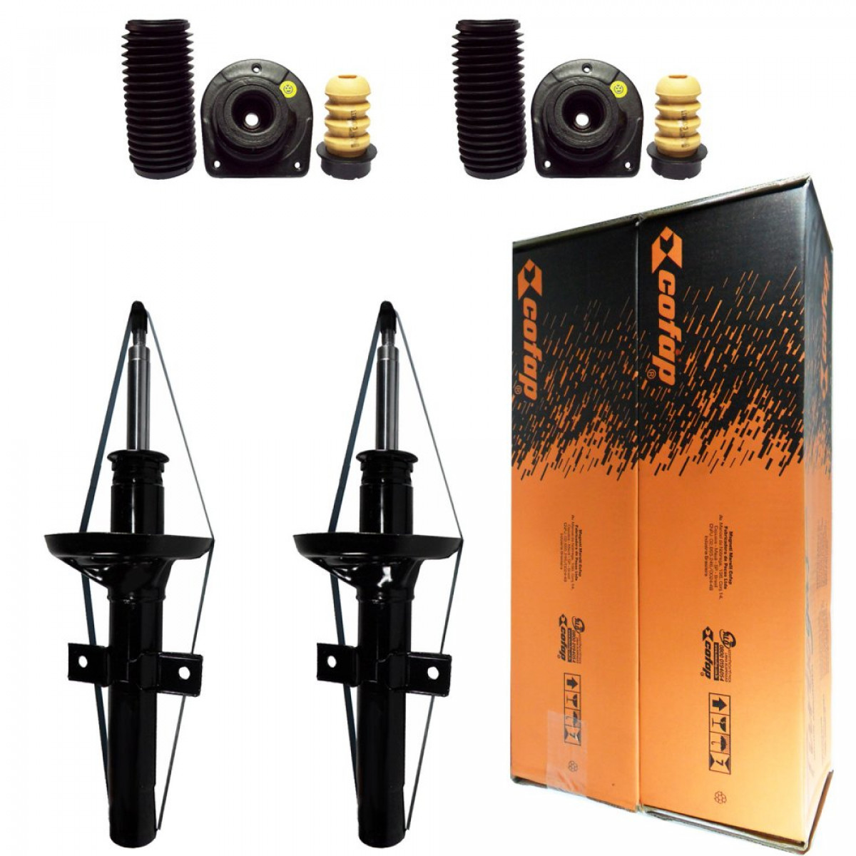 2 Amortecedores Dianteiros Cofap + Kits Fiat Palio 1.0 Young 2001/2008 - 2
